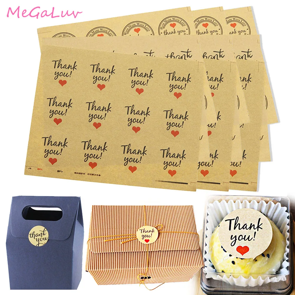 

120pcs Thanks You Heart Gift Sealling Label Adhesive Baking Seal Sticker For Party Favor DIY Gift Bag Candy Box Sticker