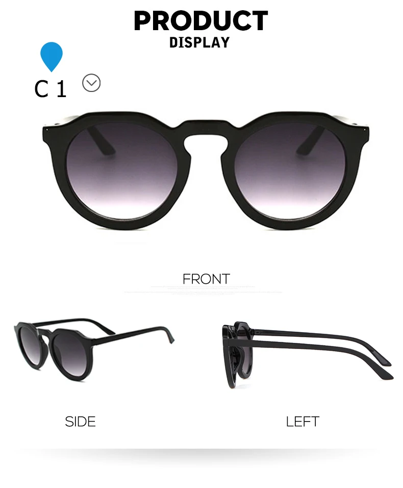Occhiali da sole donna rotondi cat eye retrò stile designer 90s_voghion.com