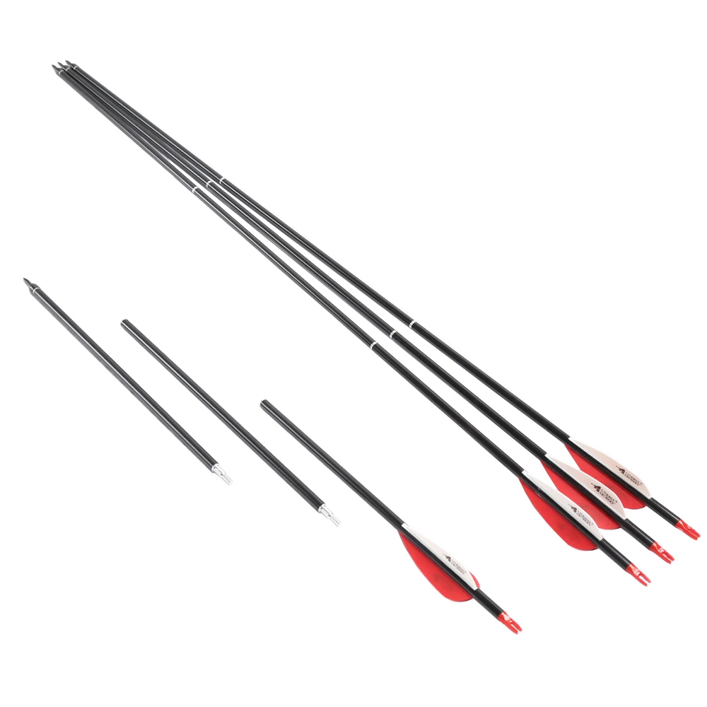 Tiro com Arco Inserção de Alumínio Setas de Carbono Take-down Seta Spine500 Conectar Bolso Eixo Composto Arco Caça 12ps 3 2 5 bolso setas de carbono eixo composto arco caça