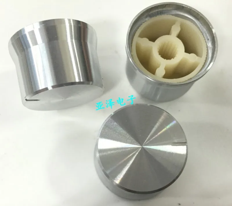 Aluminum alloy silver potentiometer cap type knob 23-25*17MM light body with indicator 6MM serrated inner hole | Обустройство дома