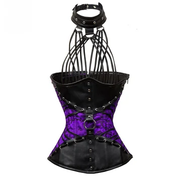 

Purple Halter Steel Boned Underbust Corset Plus Size Corsets And Bustiers Gothic Corpetes E Corselet Sexy Steampunk Clothing 6XL