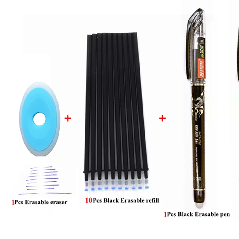 3/12 шт./компл. 0,38 мм стираемая ручка моющиеся ручка синий черный, красный со стирающимися чернилами стержни для гелевых ручек стержень для школы и офиса письменные канцелярские принадлежности