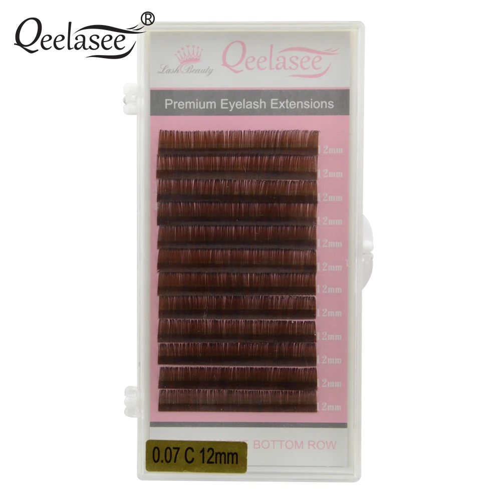

Qeelasee Brown Color False Eyelash Extensions Mink Eyebrow Extensions Brown Color Maquiagem Cilios C/D Curls 1 Tray/Lot