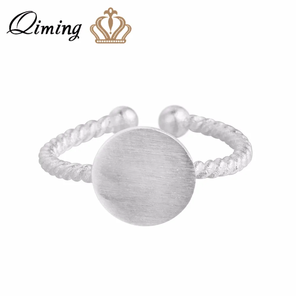 От магазина Qiming, простое серебряное кольцо с закругленным носком, Винтажный дизайн, регулируемое кольцо для девочек