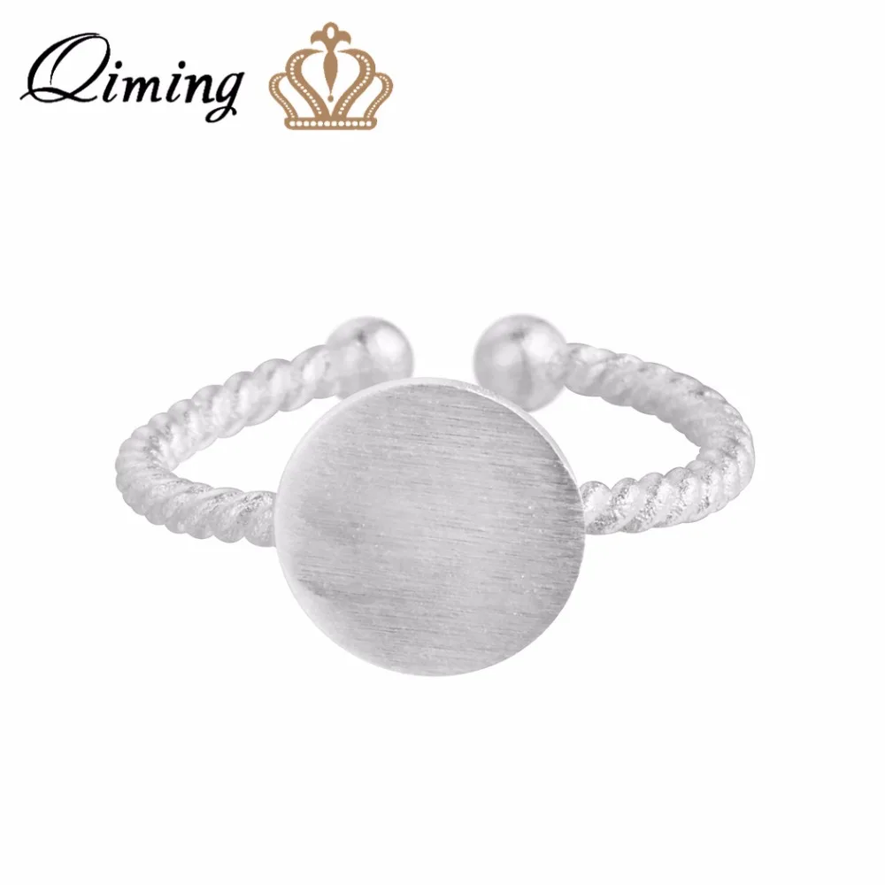 QIMING Simple Style 925 Sterling Silver Twist Roped Plain Round Toe Ring Vintage Design finger tinny Adjustable Rings For Girls