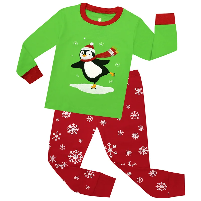 TINOLULING/Новинка; пижамы для мальчиков высокого качества; Детские хлопковые пижамы с пингвином; Рождественская одежда для сна для девочек; детская пижама - Цвет: GH04