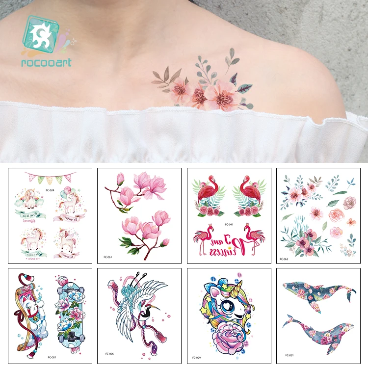 

Flower Waterproof Temporary Tattoo Stickers for Women with blossom Unicorn Butterfly Design Body Temporary Fake Tatoo