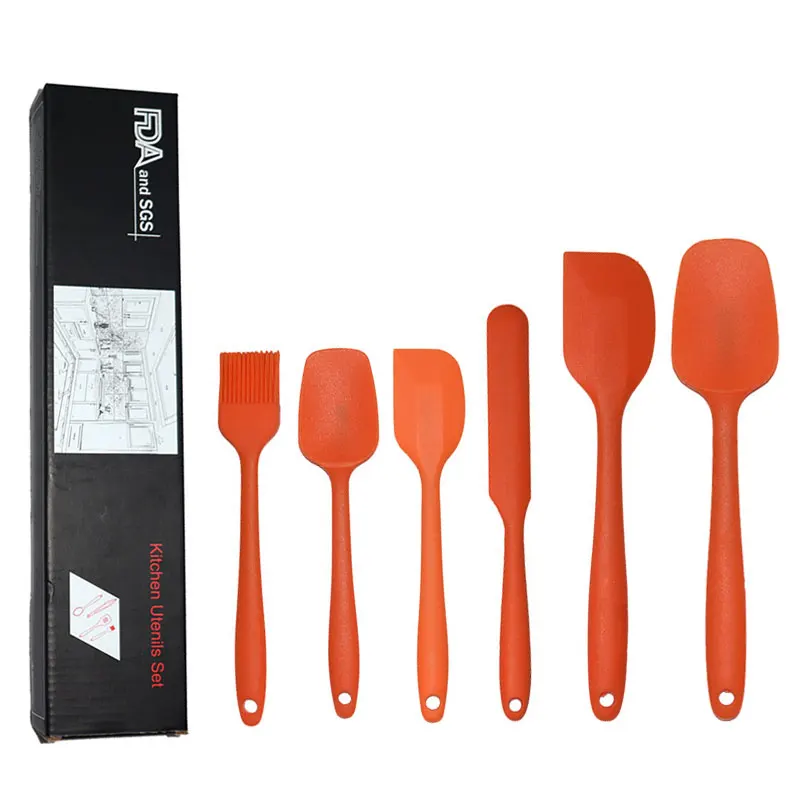 

6 Piece Silicone Pastry Spatula Set Non-Stick Rubber Spatula Set Heat-Resistant Spatula Kitchen Utensils Set for Baking