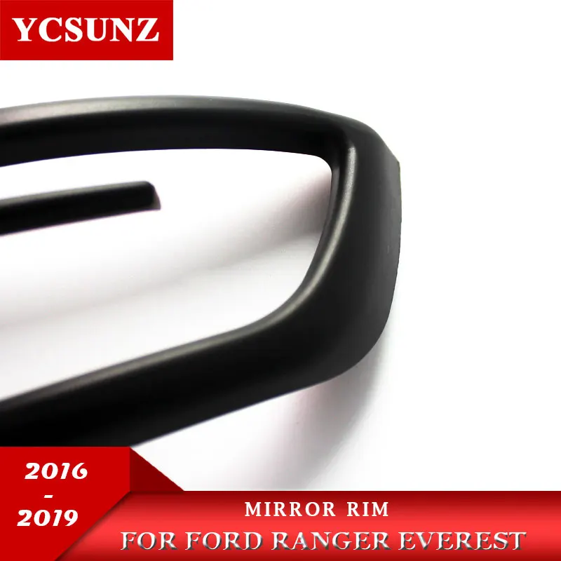 Mirror Rim For Ford Ranger Everest Endeavour ABS Black parts 2pcs/set