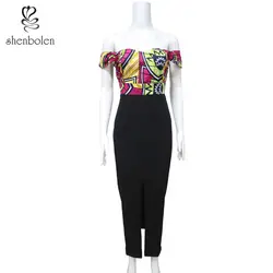 Африканские платья для Для женщин модные батик женская одежда одно плечо Анкара Дизайн Новая мода