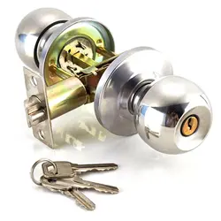 Новый Нержавеющая сталь круглый шар дверные ручки проход входной замок запись с 3 клавиши Лидер продаж