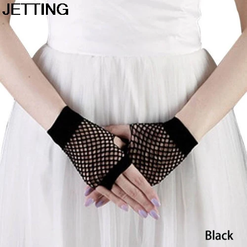 1 Pair Summer Spring Black Net Mesh Gloves Punk Fingerless Gloves For