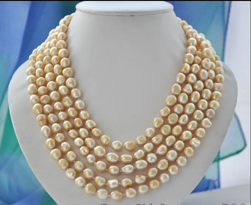 

Long 12mm champagne baroque freshwater pearl necklace 100inch Z6840