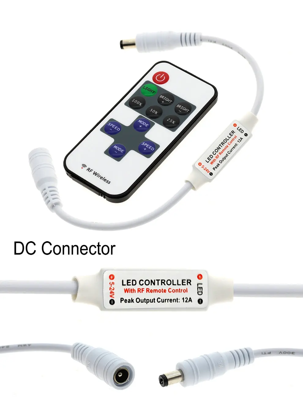 Контроллер светодиодной ленты DC12-24V DC/проводной разъем+ 11key RF беспроводной контроллер для одноцветной светодиодной ленты