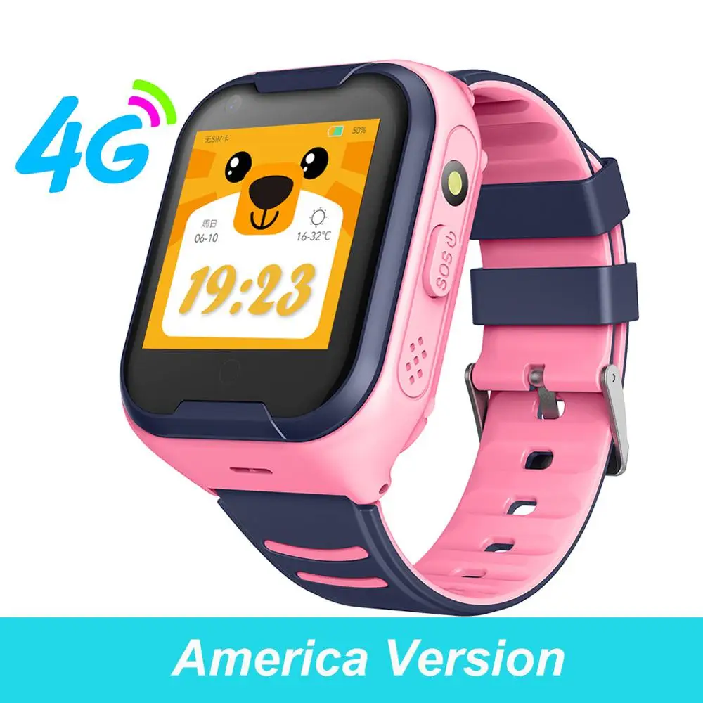 4G Kids Smart Watch GPS Touch Screen SOS SIM Phone Call Waterproof Children Watch with Camera LEMFO Kids Watches - Цвет: America version