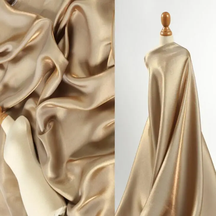 

Gradient gold soft glitter satin silk cloth silky fabric dress wedding clothing diy textiles patches fabric Blended C563