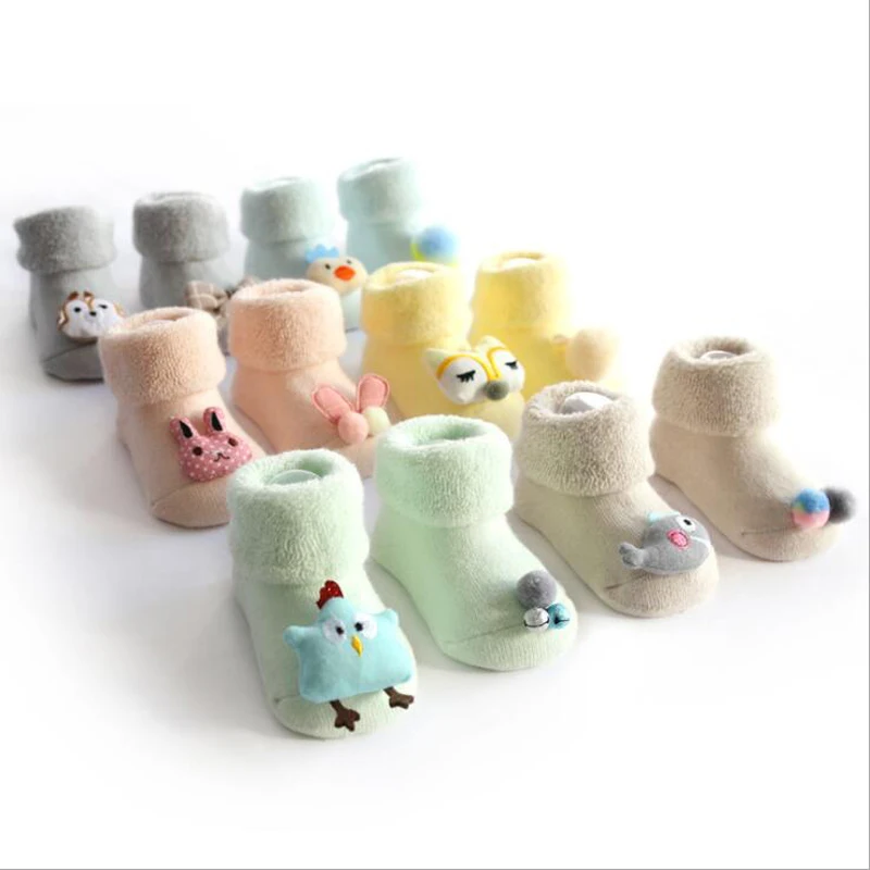 

2 Pairs Combed Cotton Baby Socks Newborn Three-dimensional Cartoon Doll Anti-Skid Baby Socks Boys And Girls Kids Socks 0-1 Year