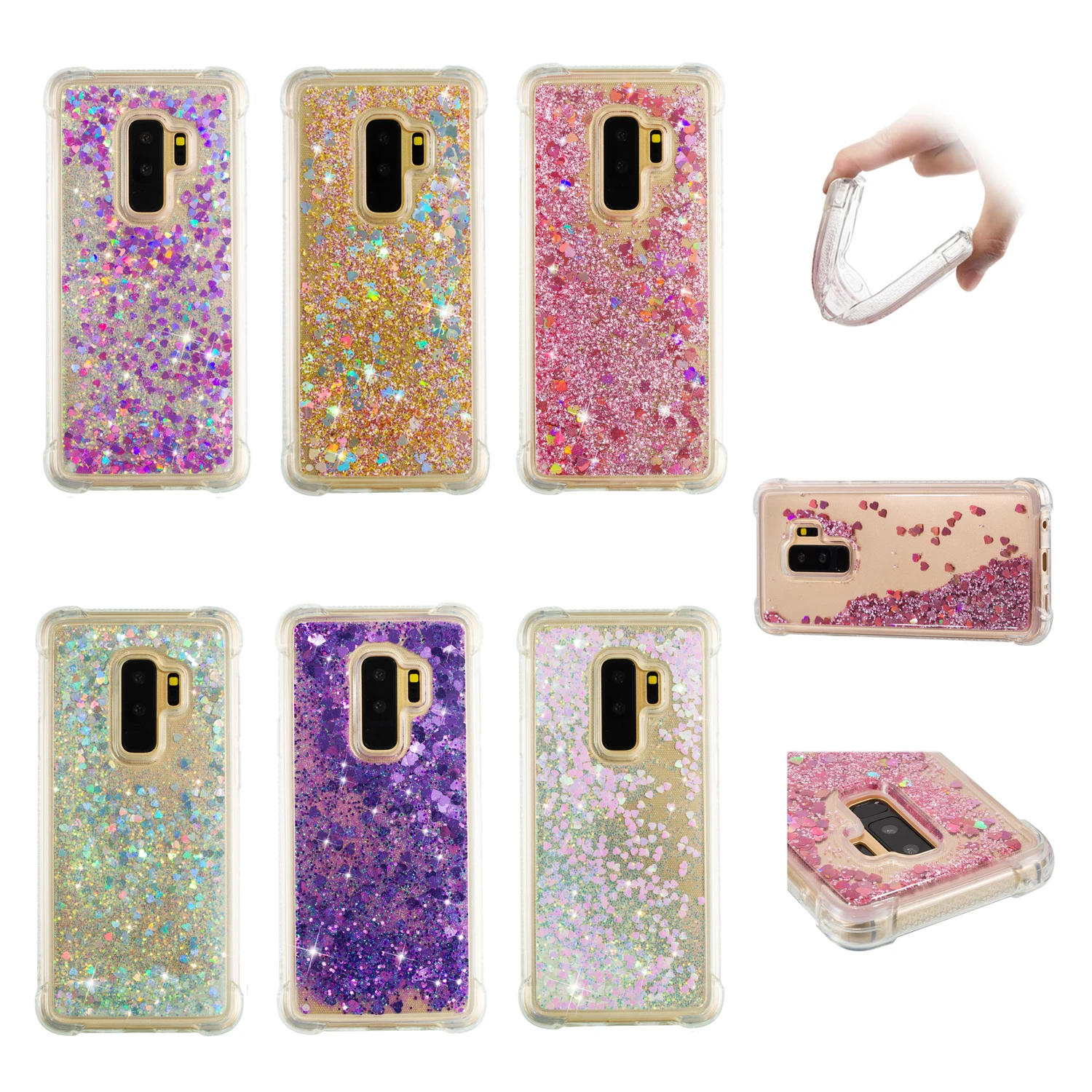 Bling For Samsung galaxy S5 S6 Edge S9 Plus A3 A5 2016 A310 A510 J2 Pro 2018 cover Dynamic Liquid Silicone Soft TPU Phone cases |