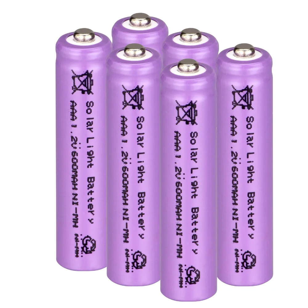 6 шт. аккумуляторные батарейки AAA на солнечной батарее 1 2 в 600 мАч|battery 1.2v|battery 1.2v