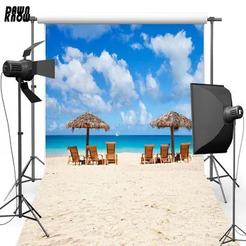 

DAWNKNOW Sandbeach Deck Chair Vinyl Photography Background For New Fabric Polyester Backdrop For Family Photo Studio F2618