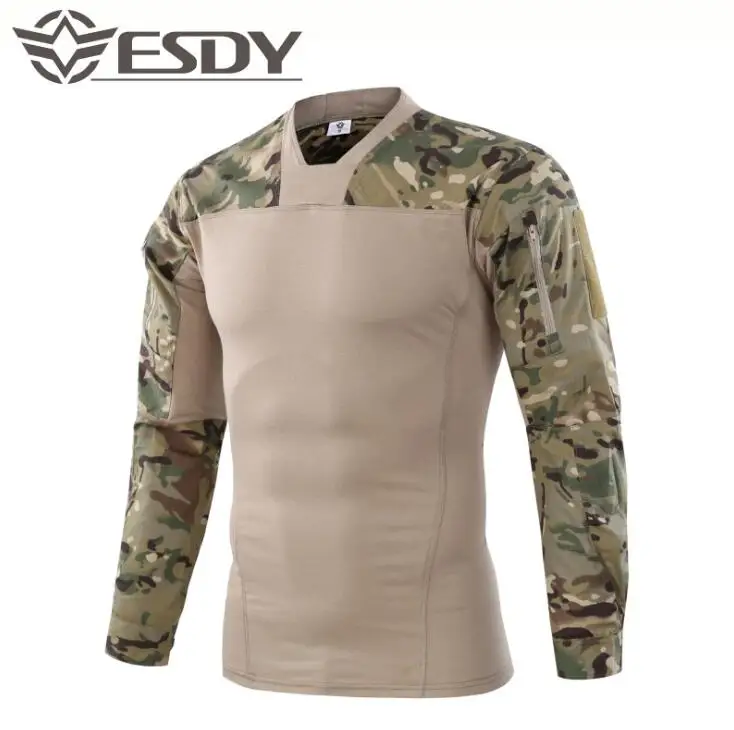 

Outdoor Tactical Frog Clothes Climbing Hiking Hunting Camouflage T Shirt Cycling Wear-resistance Military Training Men Shirt