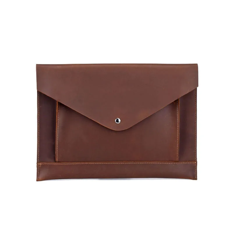 

Men's Crazy Horse Genuine Leather Black Clutch Bag Leisure Envelope Bag Business Bag File Package Wrist Bag DropShipping