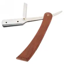 Бритва из нержавеющей стали с прямым краем, складной бритвенный нож, безопасная бритва для парикмахера, бритва с деревянной ручкой для лица, волос, бровей, бороды, инструменты для бритья