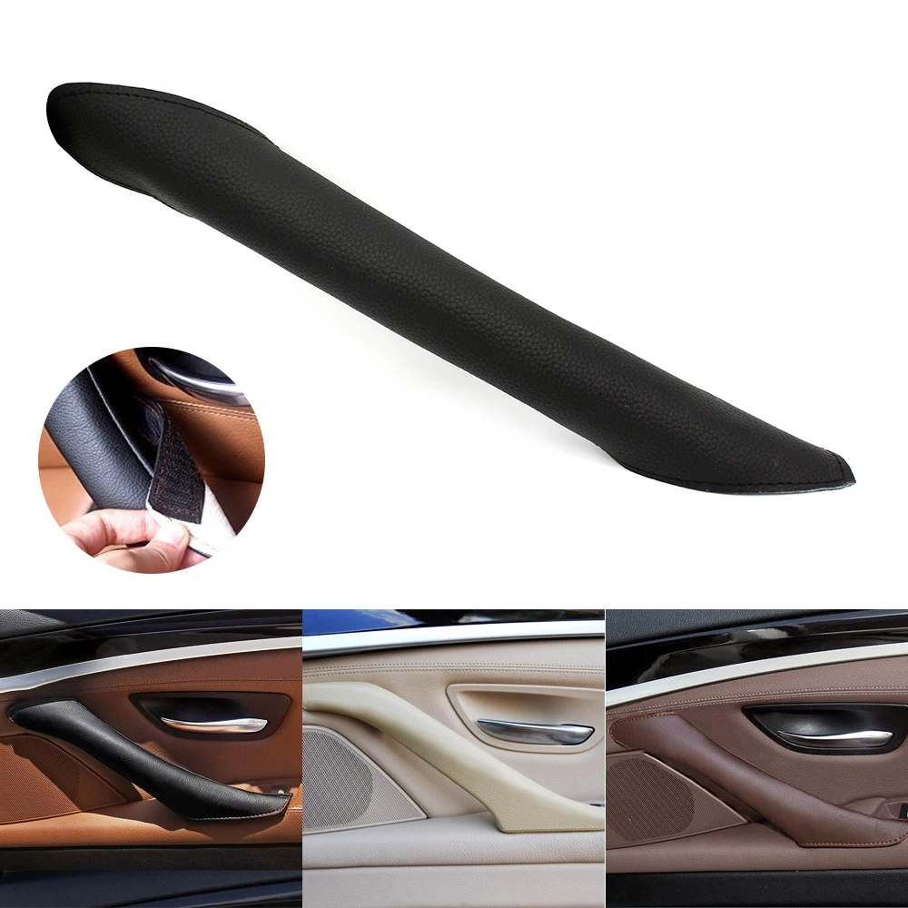 

Car Styling Interior Genuine Leather with Magic Paste Door Handle Panel Pull Cover Trim Inner Handle Cover For BMW 5 Series F10