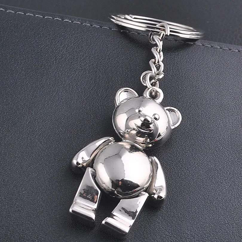 Teddy bear key chain Cute gift Stainless Steel keychain keyring key