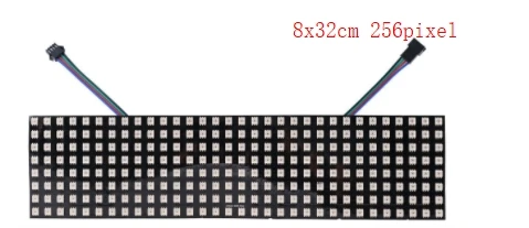 WS2812B светодиодный Пиксельная панель, цифровой гибкий экран, гибкий светодиодный пиксельный дисплей, 8x8/8x32/16x16/256/64 пикселей, светодиодный Программируемый дисплей - Испускаемый цвет: 8X32cm 256 Pixel