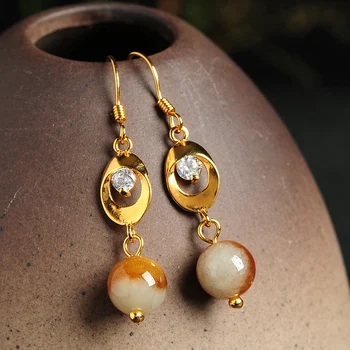 

New Arrival 925 Sterling Silver Yellow Colour Beads Women's Dangle Earrings