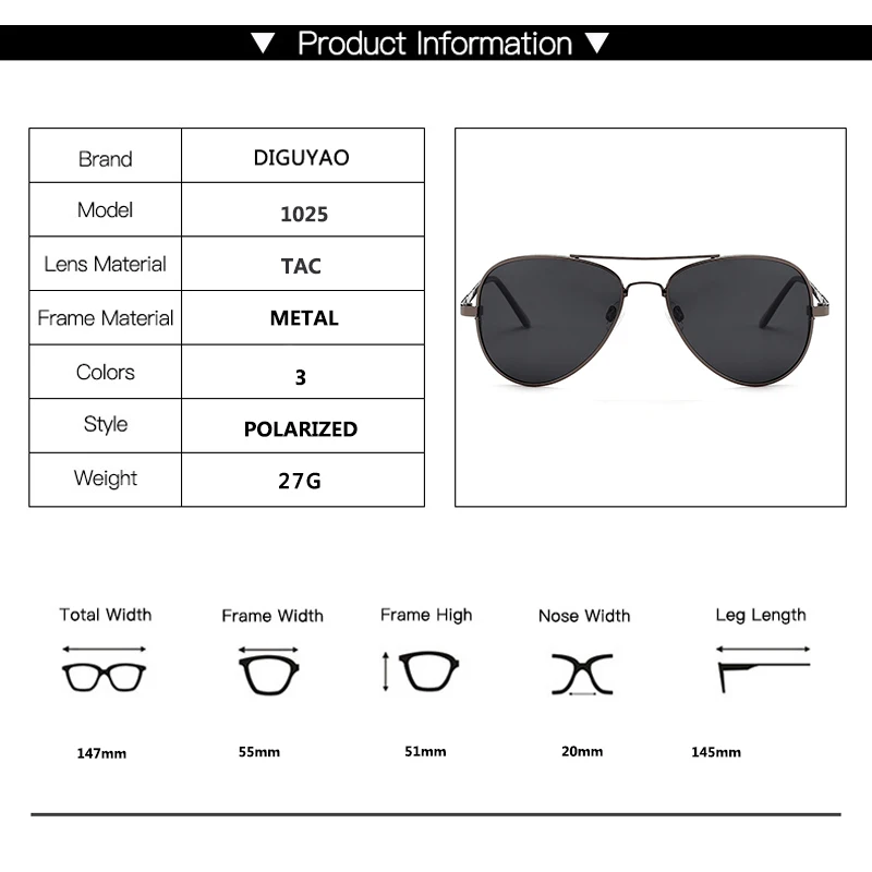 DIGUYAO, модные солнцезащитные очки для родителей и детей, TAC линзы, поляризованные очки, металлическая оправа, брендовые солнцезащитные очки, зеркало для вождения, мужские очки