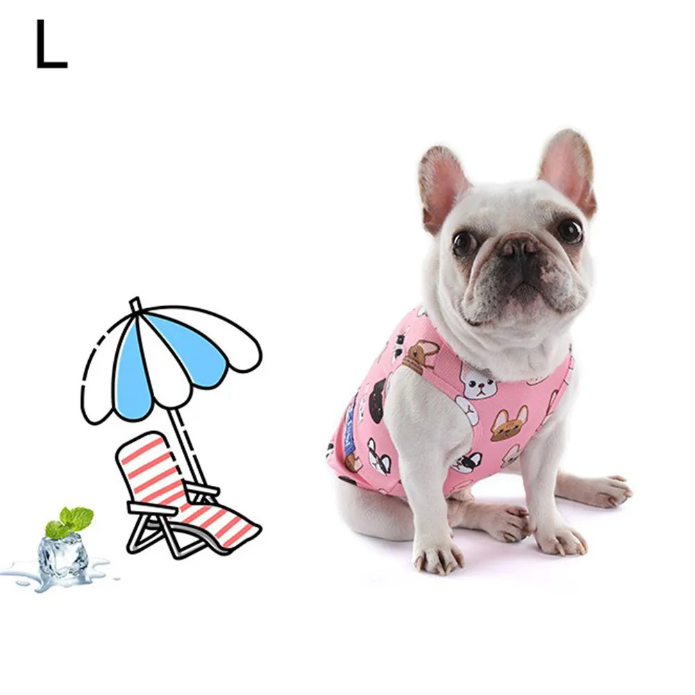 Охлаждающая футболка для домашних животных жилет быстрое охлаждение с милым принтом трехслойный дизайн ветрозащитная одежда для собак