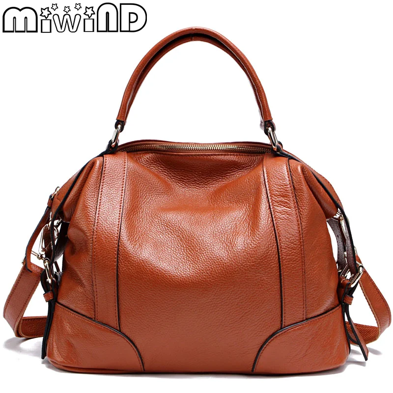 

Women Shoulder Bag Genuine Leather Handbags Full Grain Cow Leather Fashion Ladies Totes Colorful High Capacity MIWIND 2019 New
