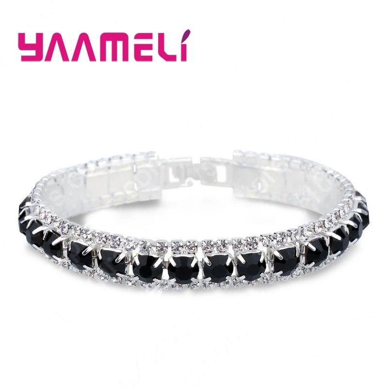 Top Sale 925 Sterling Silver Bracelets Full AAA Zircon Austrian Crystal Femme Women Link Chain Jewelry Bangles 14 Colors - Image 5