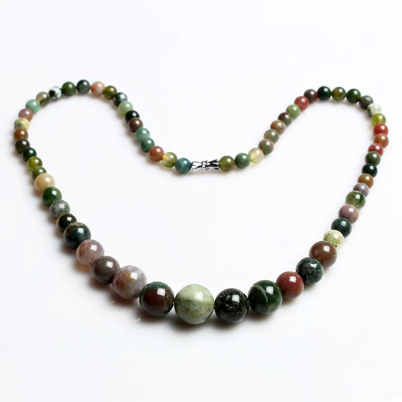 Indian onyx Nature Stone Necklace For Women 6/8/10/12/14mm Quartz Semi-precious Stone Beaded Necklace,Party Gift