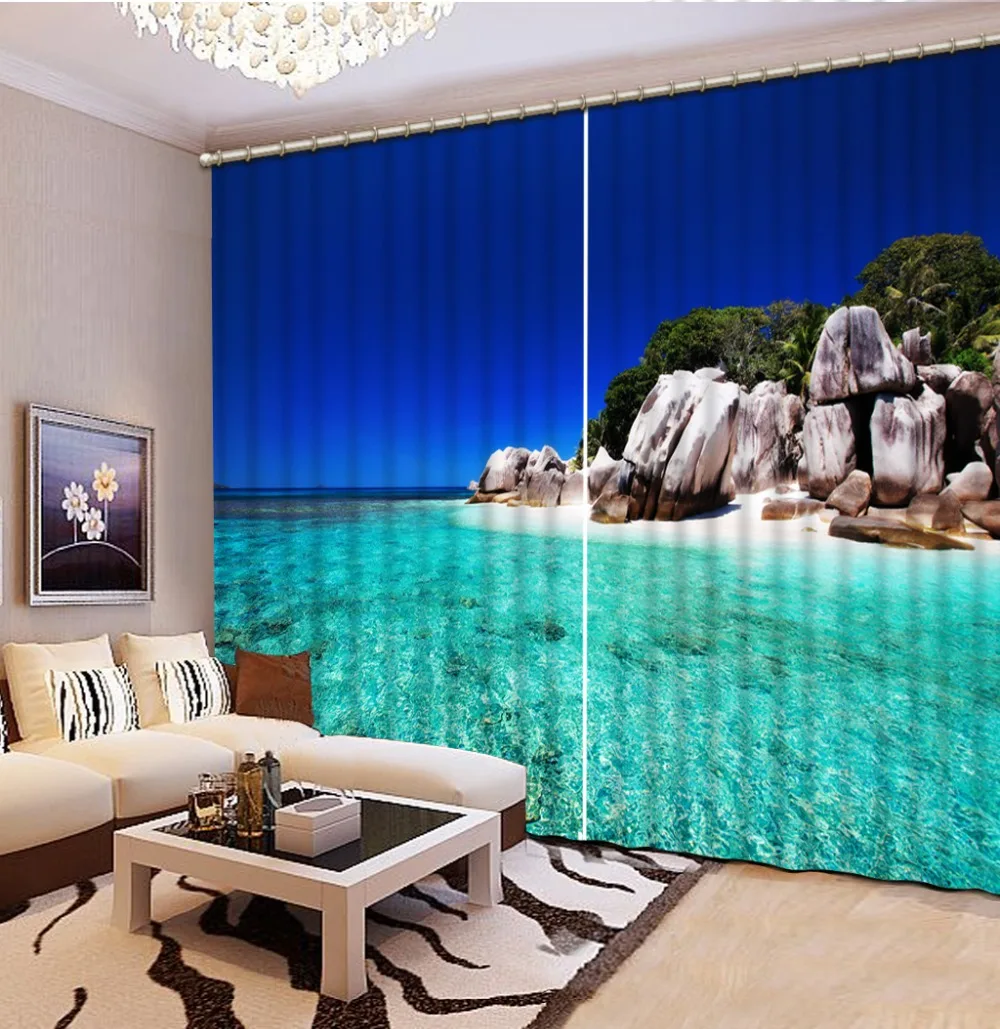 3D Шторы классический домашний Декор Блэкаут тени окна Шторы s морской камень пейзаж Шторы s для Спальня 3D Шторы плотные