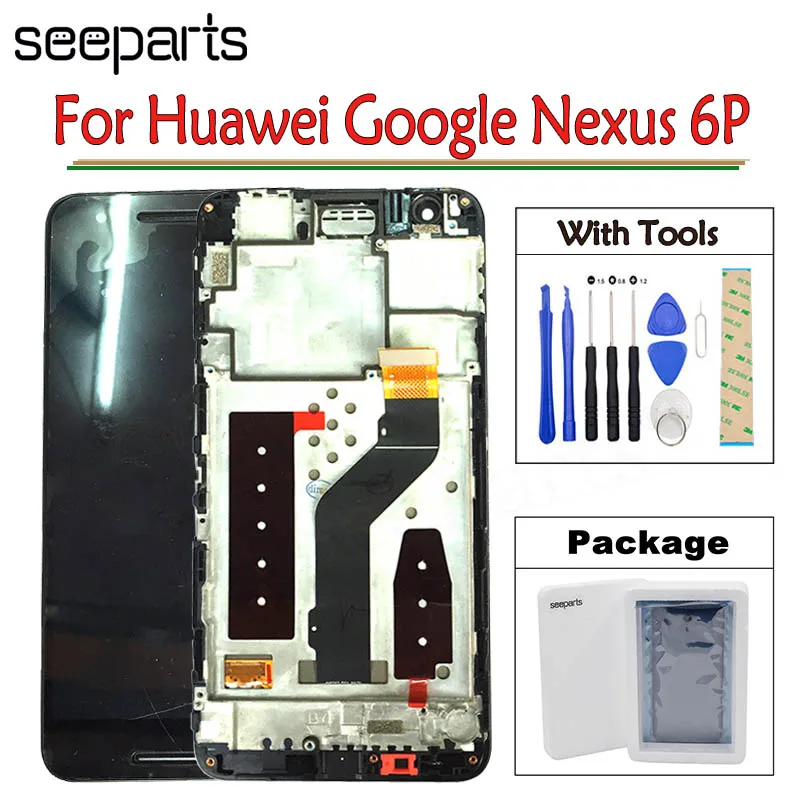 ЖК дисплей для Huawei Google Nexus 6P с сенсорным экраном дигитайзер в сборе рамкой