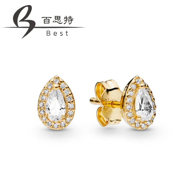 

BEST 100% 925 Sterling Silver New266252CZ SHINE RADIANT TEARDROPS EARRING STUDS Charming Women Free Shipping Factory Wholesale