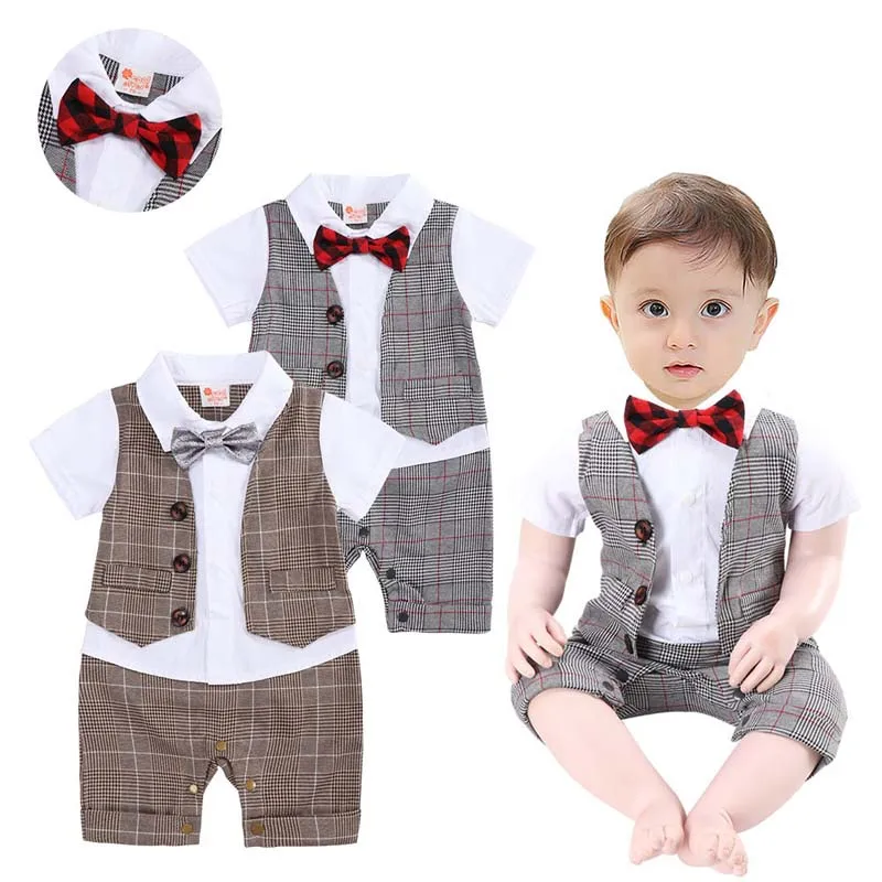 JXYSY Baby boy clothes baby rompers new summer short sleeve baby boy jumpsuit gentleman casual jumpsuit children kid clothes