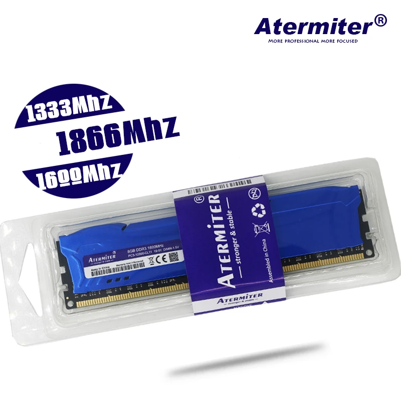 Atermiter ram DDR3 PC Память ram Deskto radiator8GB 4GB 2GB PC3 1333 1600 1866MHZ 1333MHZ 10600 12800 Memoria модуль компьютера