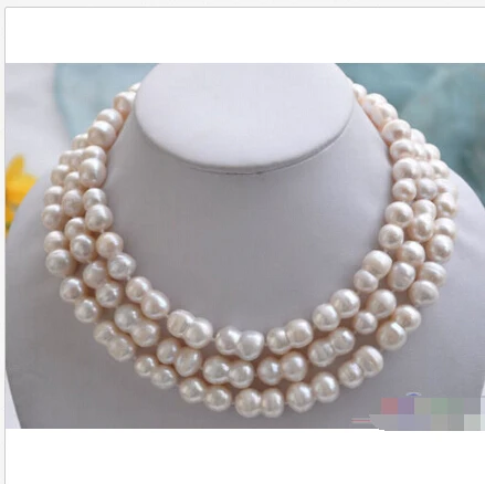 

Free shipping@@@@@ P4259 50" 20mm WHITE peanut DOUBLE BAROQUE FRESHWATER PEARL NECKLACE