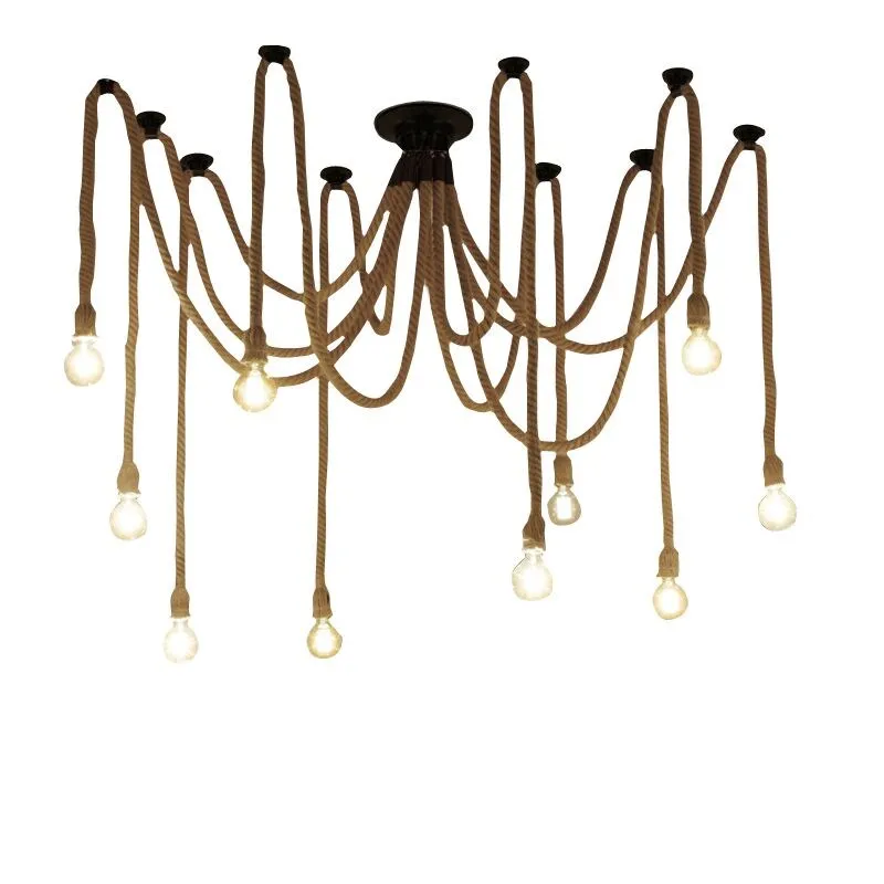 

BDBQBL Vintage Hemp Rope Pendant Lights American AC 90-260V LED Bulbs Pendant Lamp Day Female Falls Originality Bedroom Hanglamp