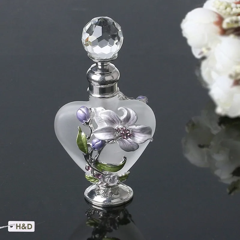 H& D 9 мл винтажный дизайн лилии пустой многоразовый стеклянный и металлический флакон для парфюма бутылка для масла домашнее свадебное украшение крафт подарки