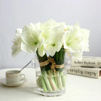 

6 Heads Real Touch CymbidiumFlower DIY Wedding Bride Hand Flowers Home Decor Floral Artificial Orchid Shoot Table Decoration