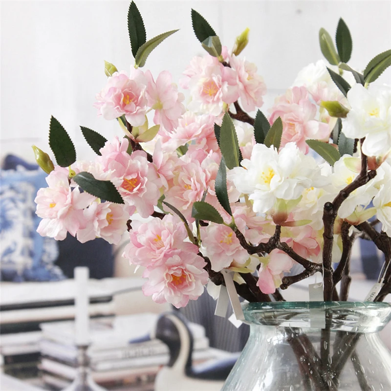 Luyue 5 шт./лот Ветка сакуры искусственные шелковые цветы Свадебный декор вишня искусственный цветок стол украшения дома