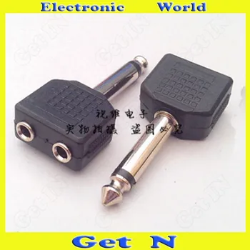 

10pcs Adapter Connector Converting 6.35 Mono Track to Dual 2-Pin/Pole 3.5 Socket 6.35 to 3.5