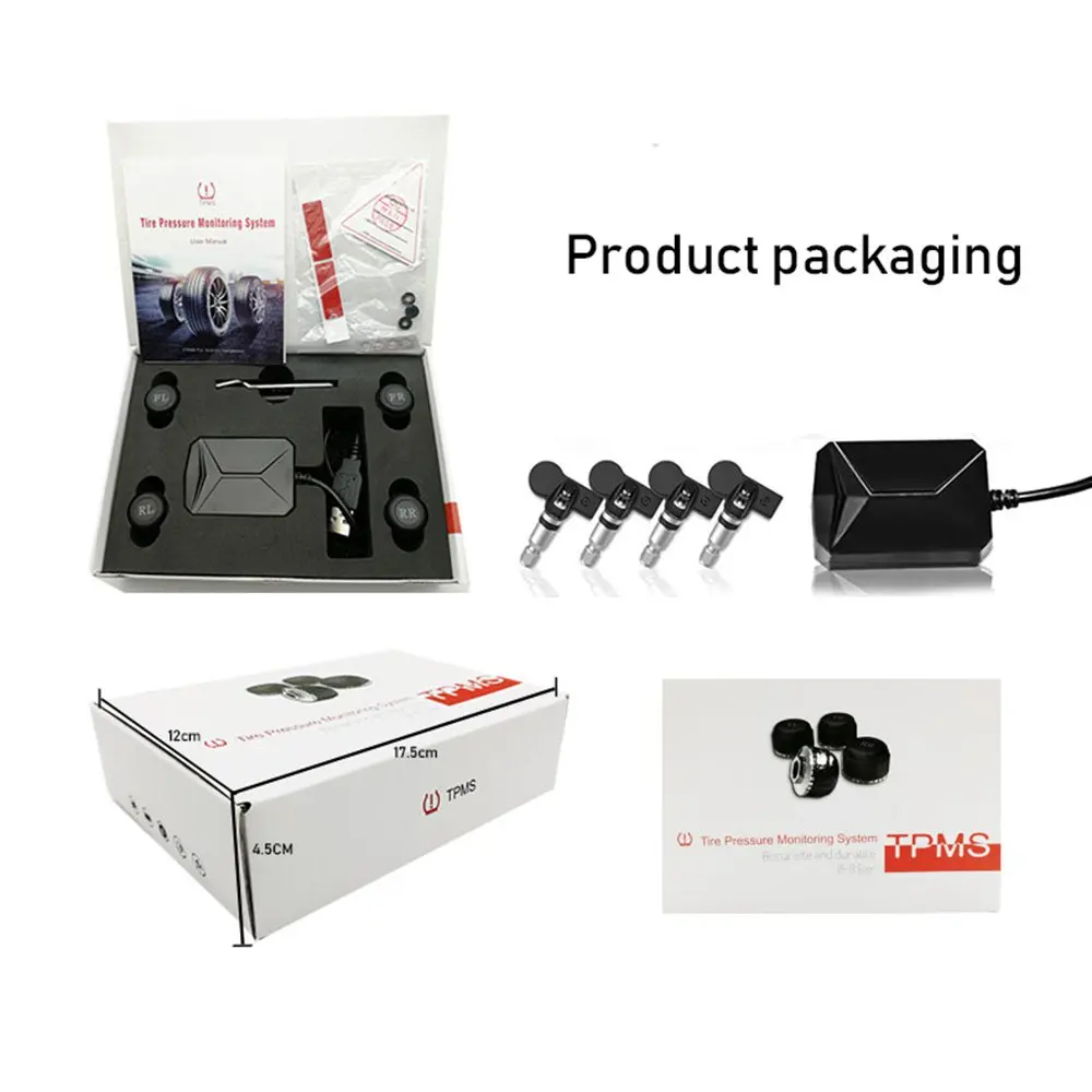 

Car Tire Pressure Monitoring System USB Tire Sensors Alarm System CST-TY05USB Essential Accessories