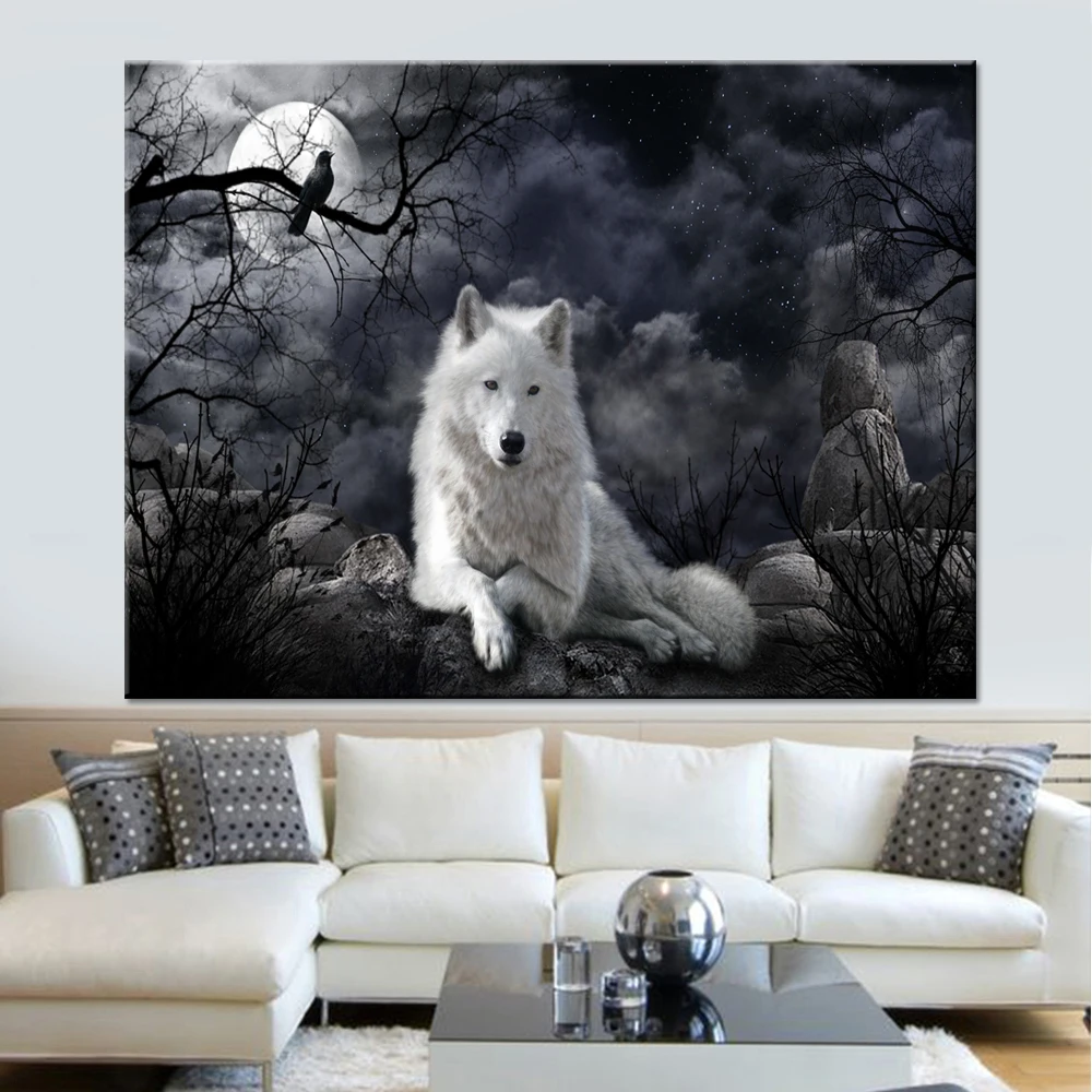 Украшения фотографии Гостиная Wall Art Рамки модульная печатных 1 Панель животных Постер "Волк" холст Cuadros масляная живопись