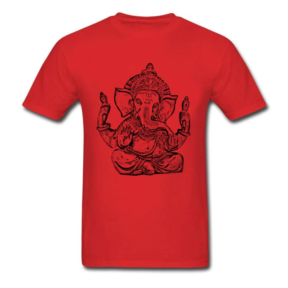 Ganesha Pure Cotton Mens Short Sleeve Tops & Tees comfortable VALENTINE DAY T-Shirt Simple Style Tee Shirt On Sale Round Collar Ganesha red
